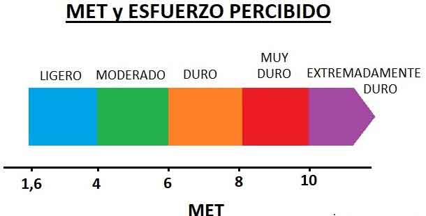 Figura 2. Intensidad de ejercicio expresada en METS.